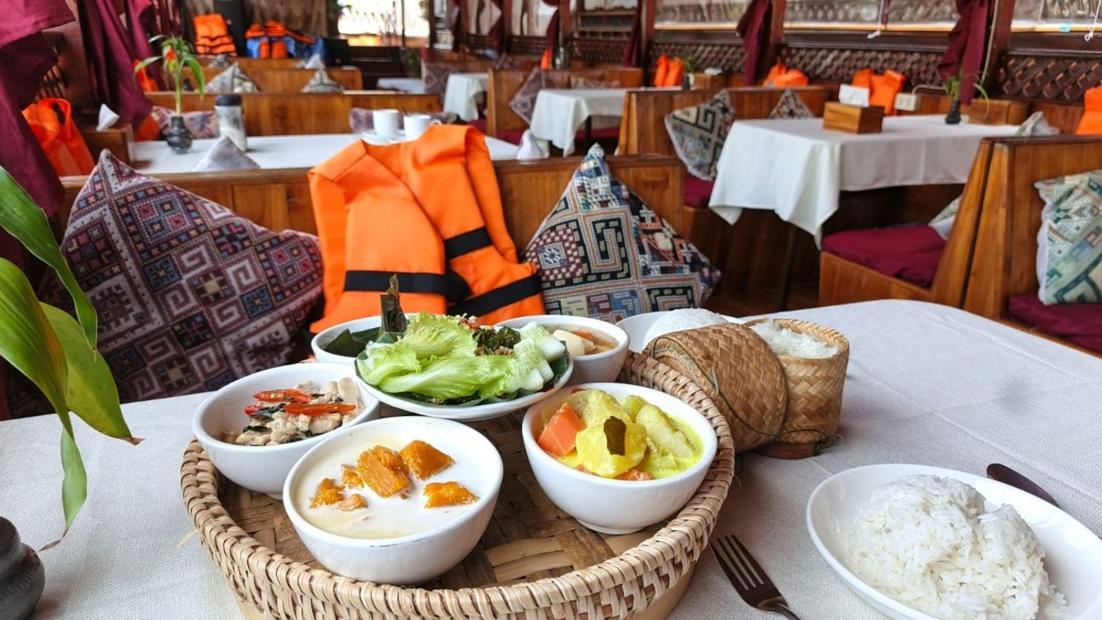 Traditional meal served on Mekong cruise